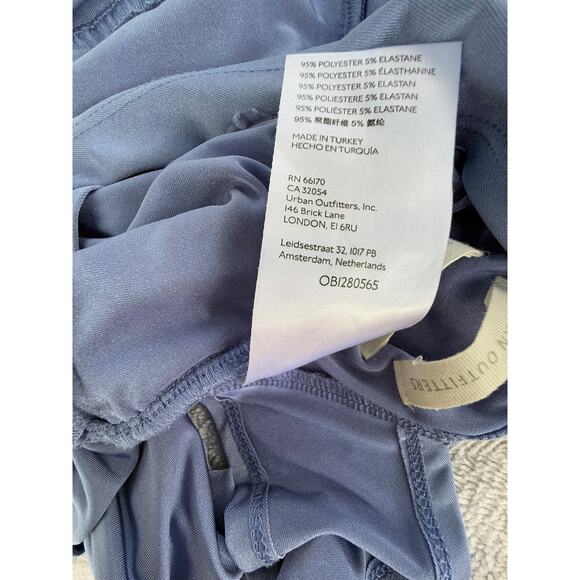 UO Top Satin Blue Cross Back Crop Blouse V Plunge Cross Back Bralette XS - Picture 4 of 7